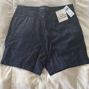 Abercrombie & Fitch Dark Blue Linen-Blend Shorts